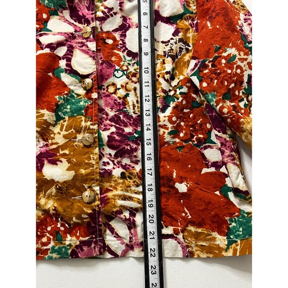 Coldwater Creek Women’s Large Floral Cotton Shirt Jacket Multicolor - Picture 8 of 14